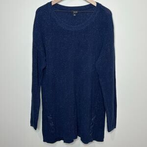 a.n.a. A New Approach Blue and Silver Knit Tunic Sweater Size XXL Pullover